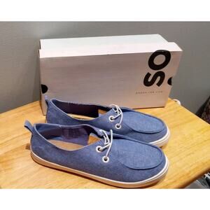 SO Women's Edenn Moc Toe Slip-On Sneaker Shoes Chambray Sz 7.5 Memory Foam New